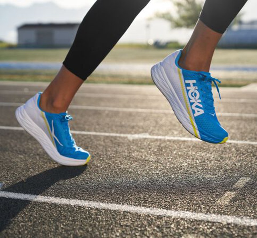 Hoka One One ランニングシューズ レディース 白/青 - ロケットX - WY1604872